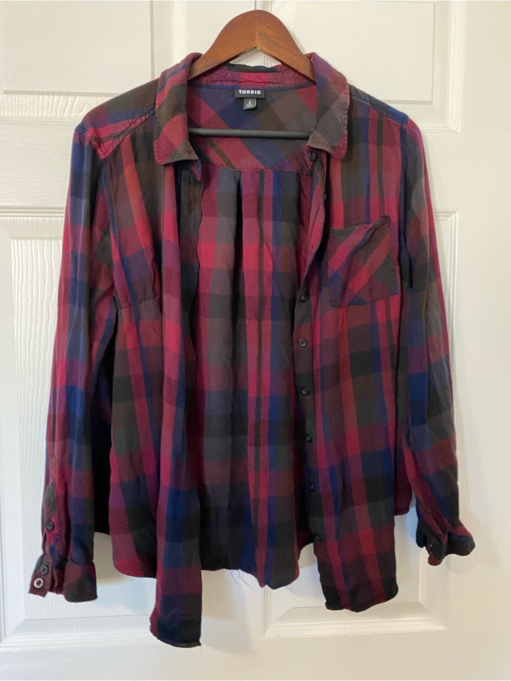 Torrid Flannel Button Up Long Sleeve Shirt, Size 2